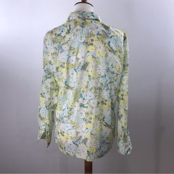 i.e. relaxed 100% Cotton Floral Button Down Roll Sleeve Blouse Size: 8 - Picture 3 of 14